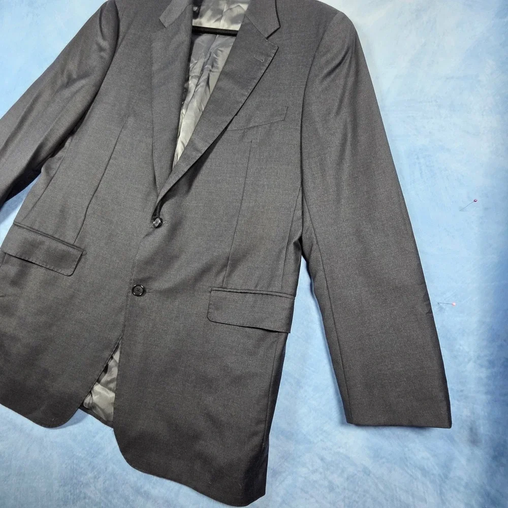 Hickey Freeman Mens Charcoal Gray Worsted Wool Blazer Sport Coat USA Made 44R